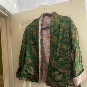 Elegant Green Floral Women's Jacket